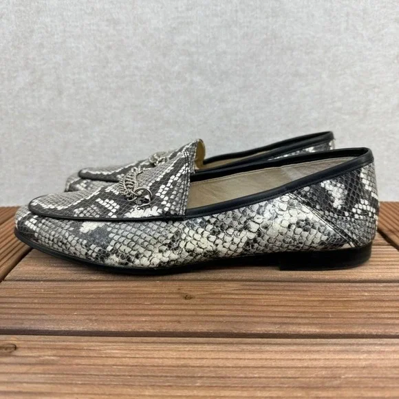 Sam Edelman Womens 10M Loafers Snake Print Chain Detail Slip On Flats Shoes - Picture 5 of 10